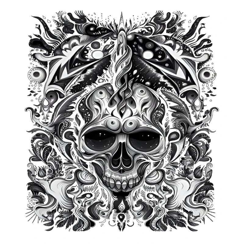 Dark Tribal Skull with Mystical Elements