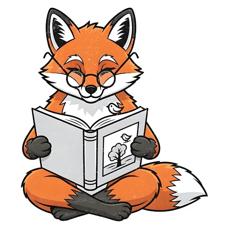 Lesender Fuchs Buchmotiv