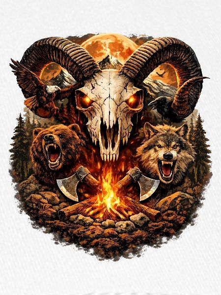 Feuerhorn Schädel im Wolf-Rudel