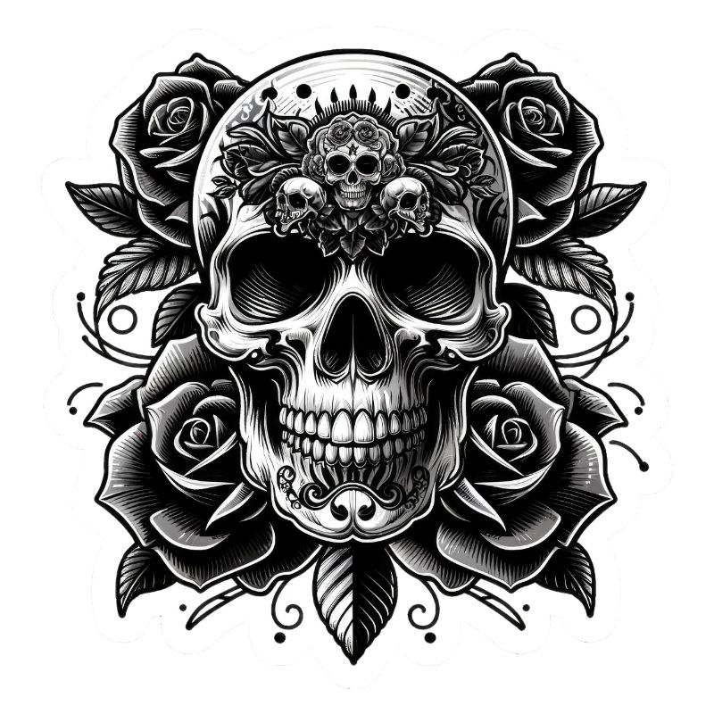 Gothic Totenkopf und Rosen Kunst