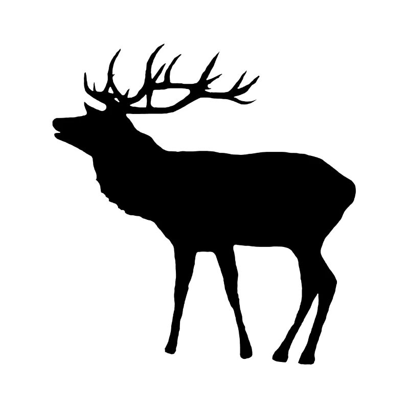Hirsch in schwarz mit Geweih, Hirsche, Rehbock