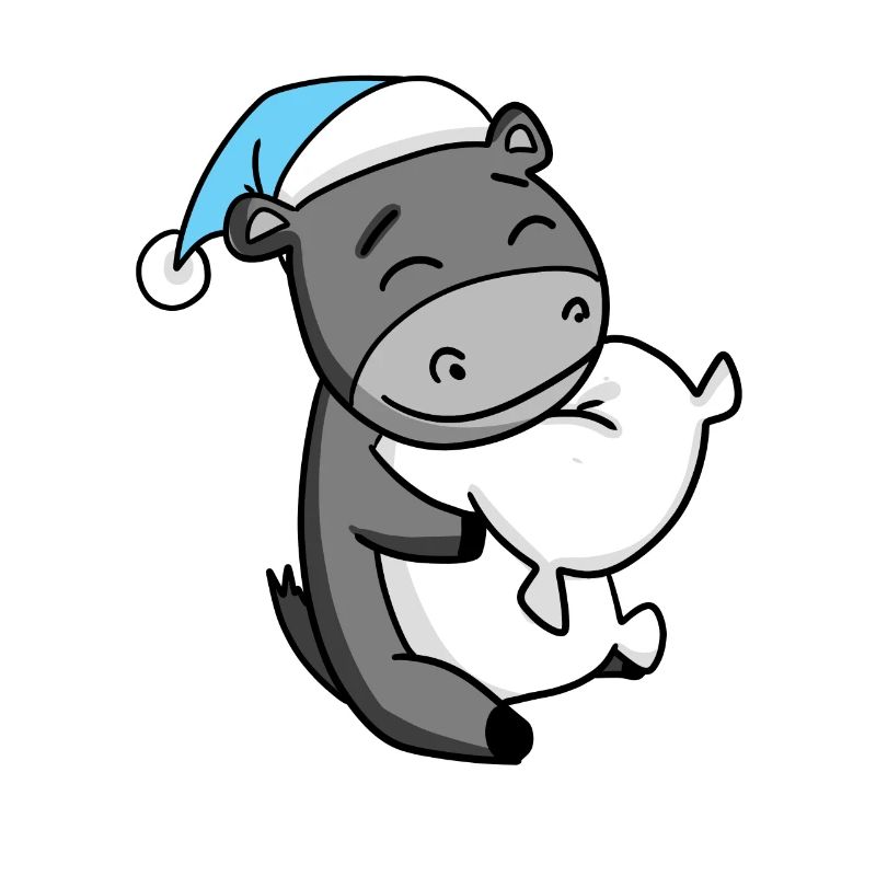 Donkey with pillow and sleeping cap