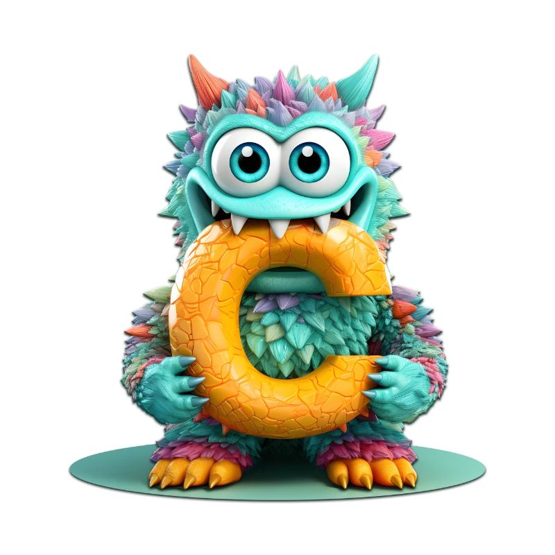 Bunter Monster mit Buchstabe C