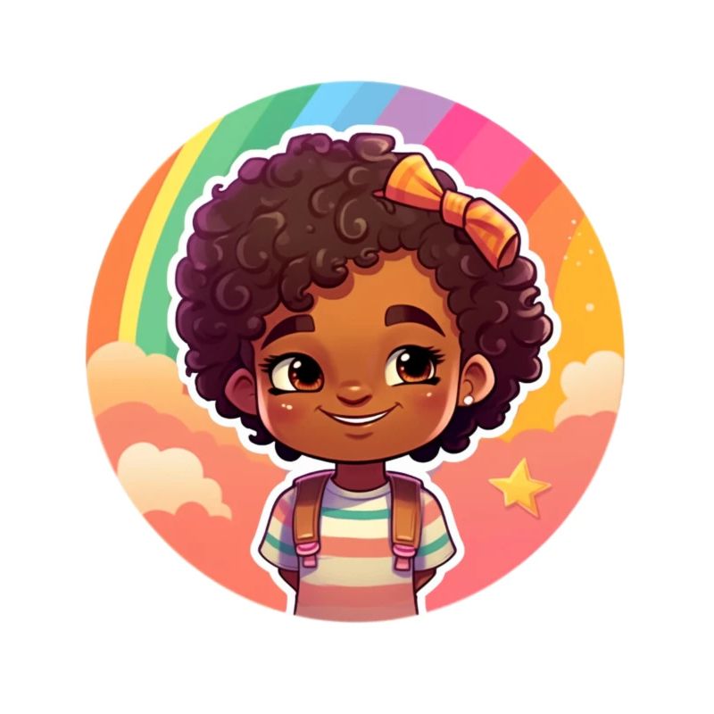 Hübsches Kindergesicht mit Regenbogenhintergrund