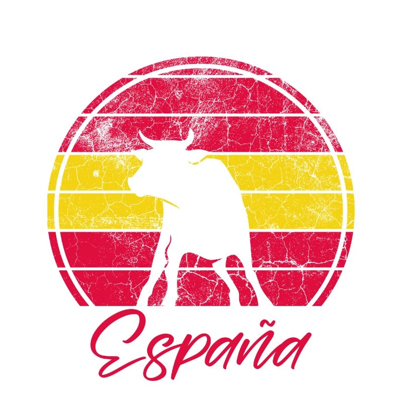 Spanische Flagge mit Stier retro