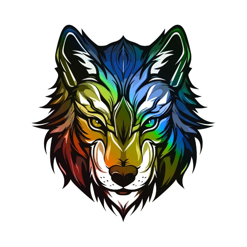 Wolf Kopf Bunt