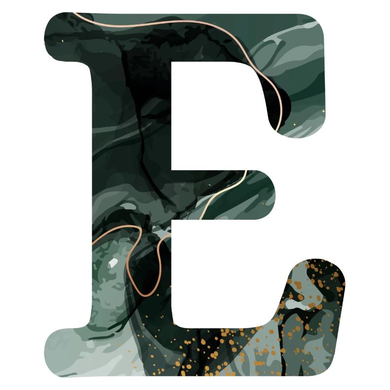 Green Marbled Letter E