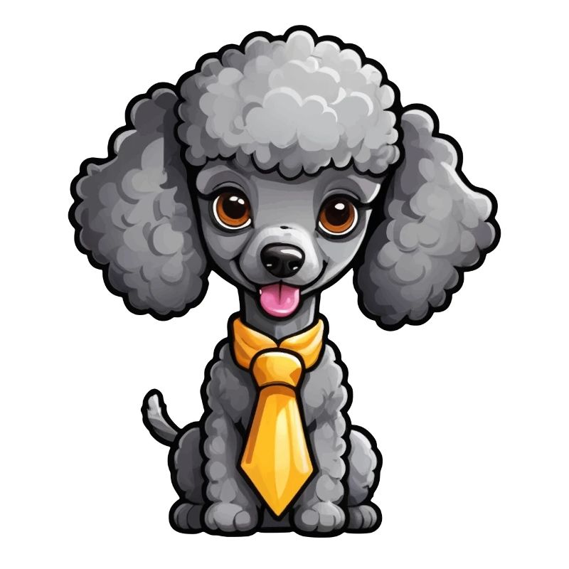 Gray Poodle with Tie