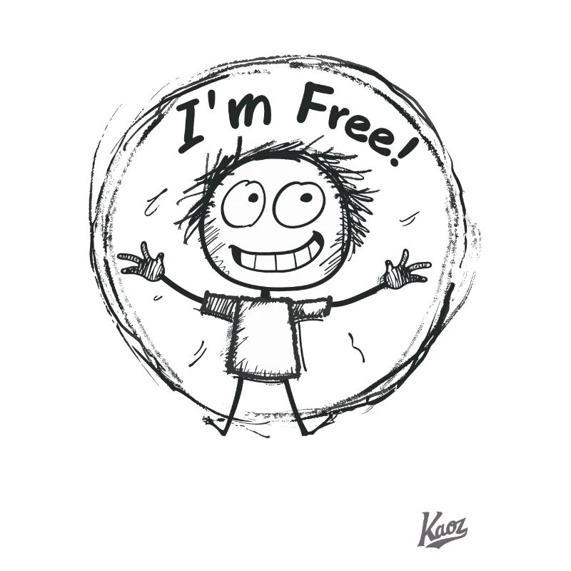 Strichmännchen-Figur: Ich bin frei!