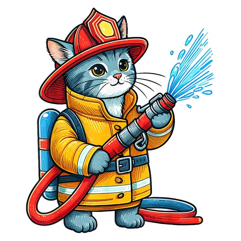 Feuerwehrmann Kätzchen Splash