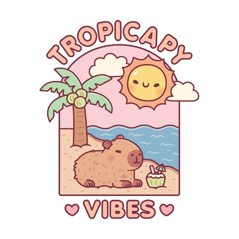 Süßes Capybara Chillen Am Strand Tropicapy Vibes