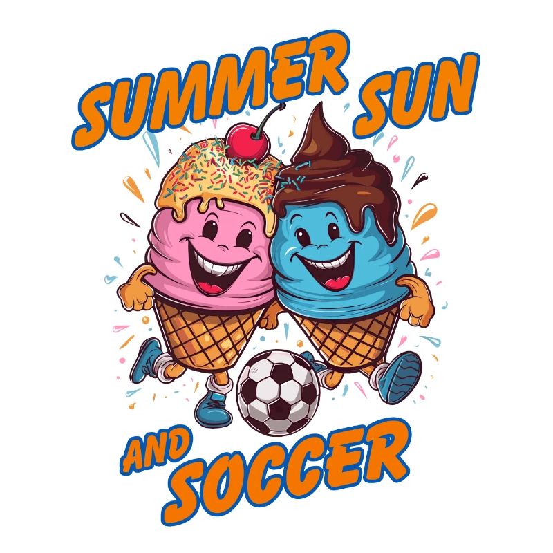 Soleil d’été Soccer Rire Coups de pied Cornets de crème glacée