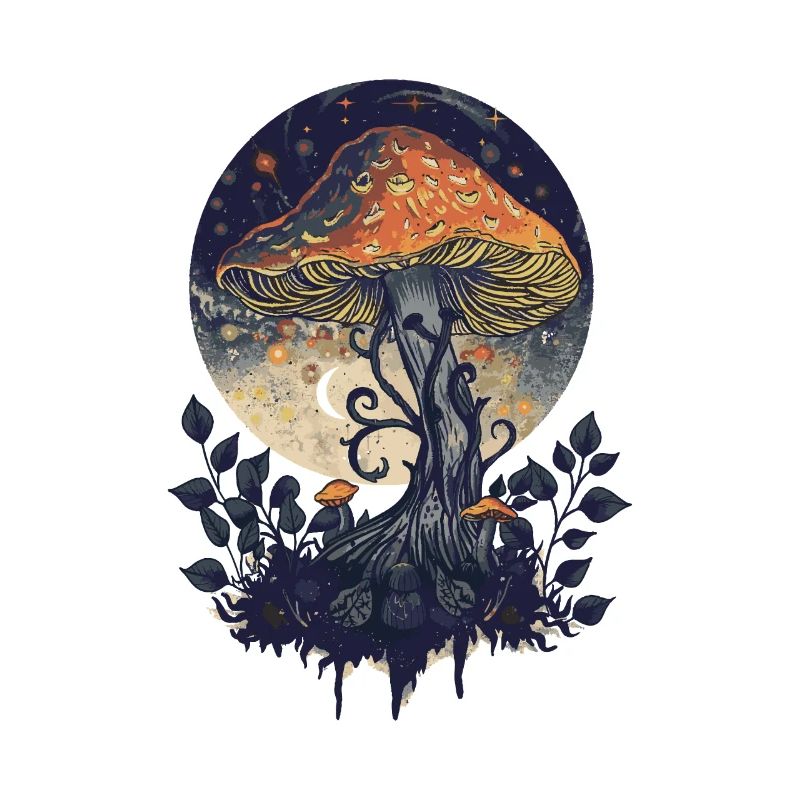 Fairycore Champignon Goblincore Phases de Lune Vintage