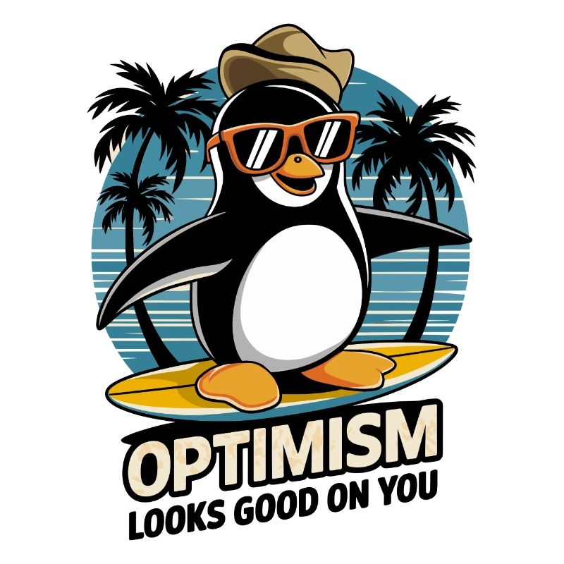 L’optimisme vous va bien Pingouin surfeur
