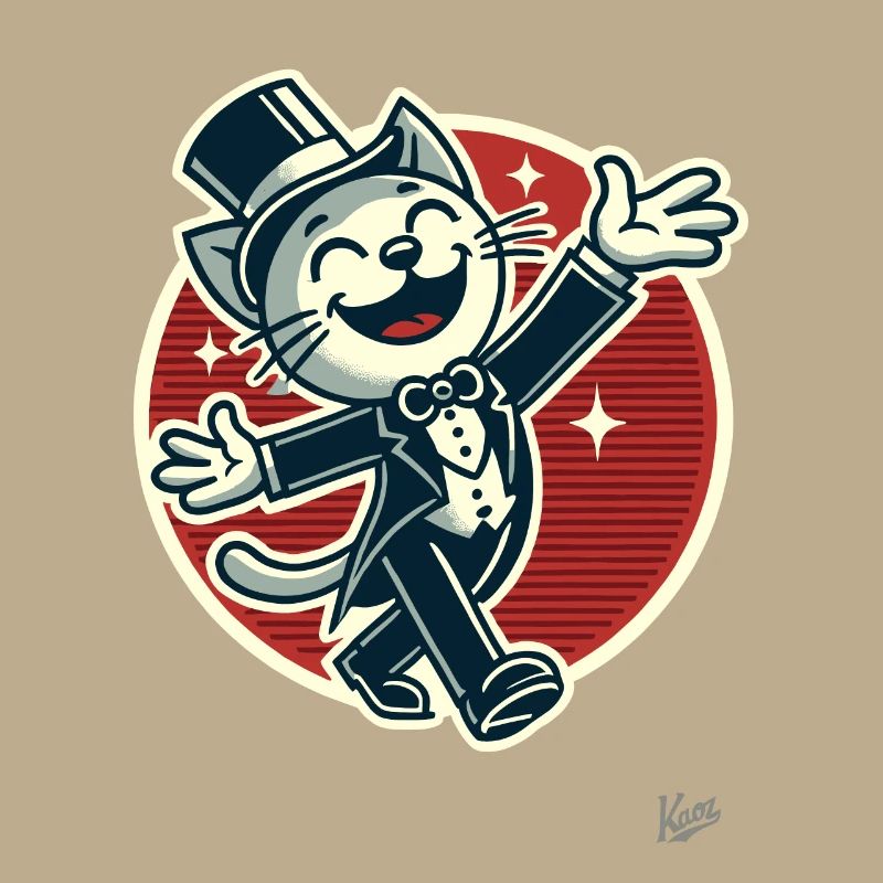 Chat drôle élégant en queue de pie avec chapeau haut de forme