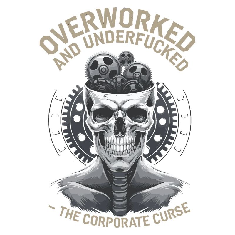 Overworked & Undervalued - Corporate Skull Design