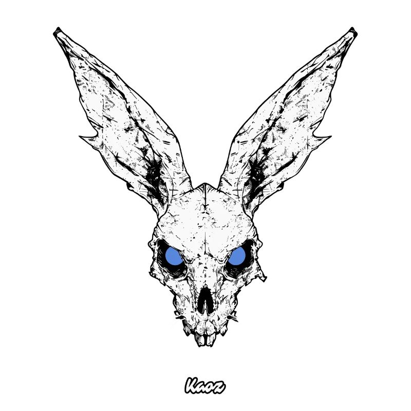 Dark skull bunny with blue eyes