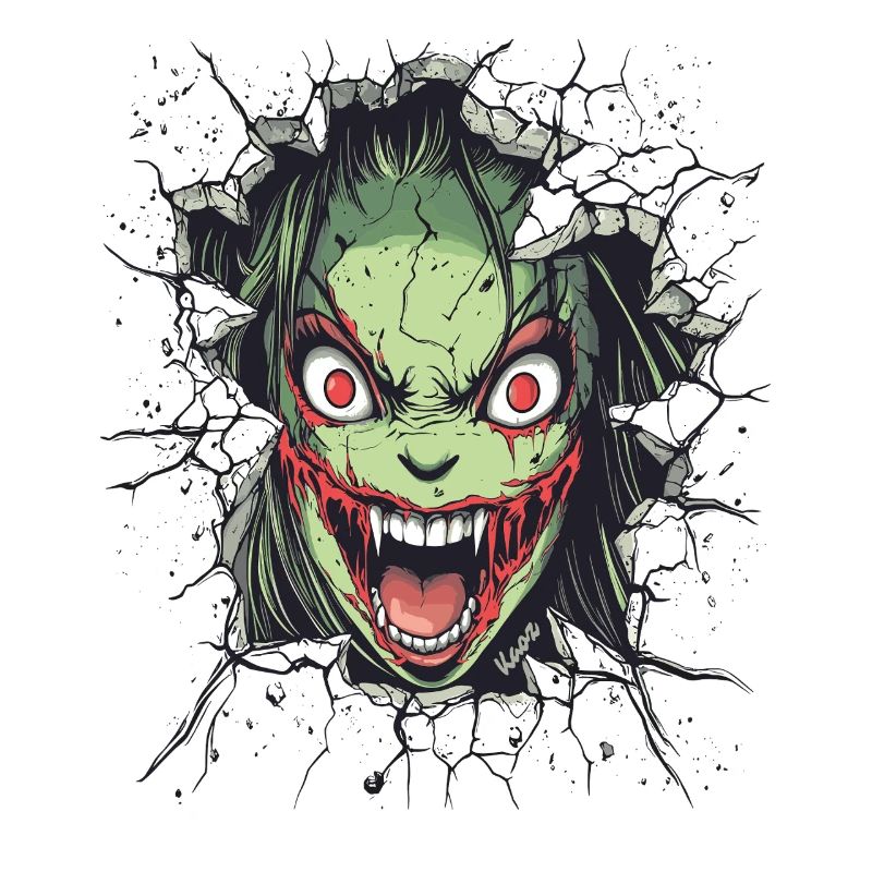 Creepy monster breaks through wall