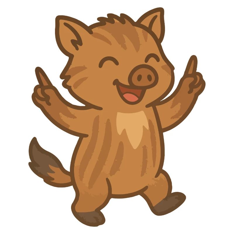 Dancing wild boar youngster