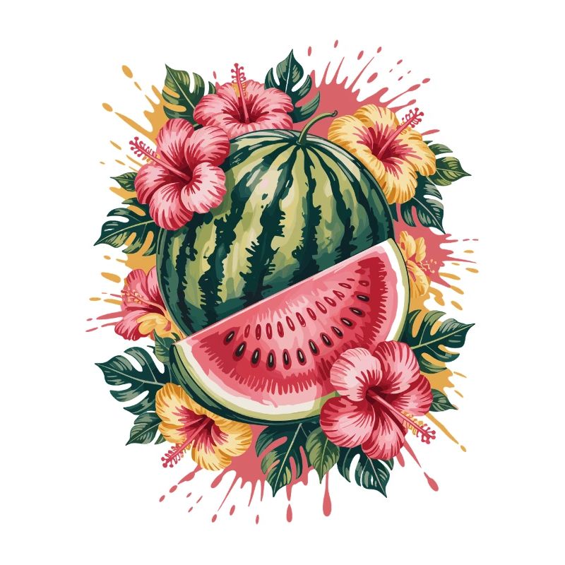 pastèque tropicale hibiscus d’été éclaboussure