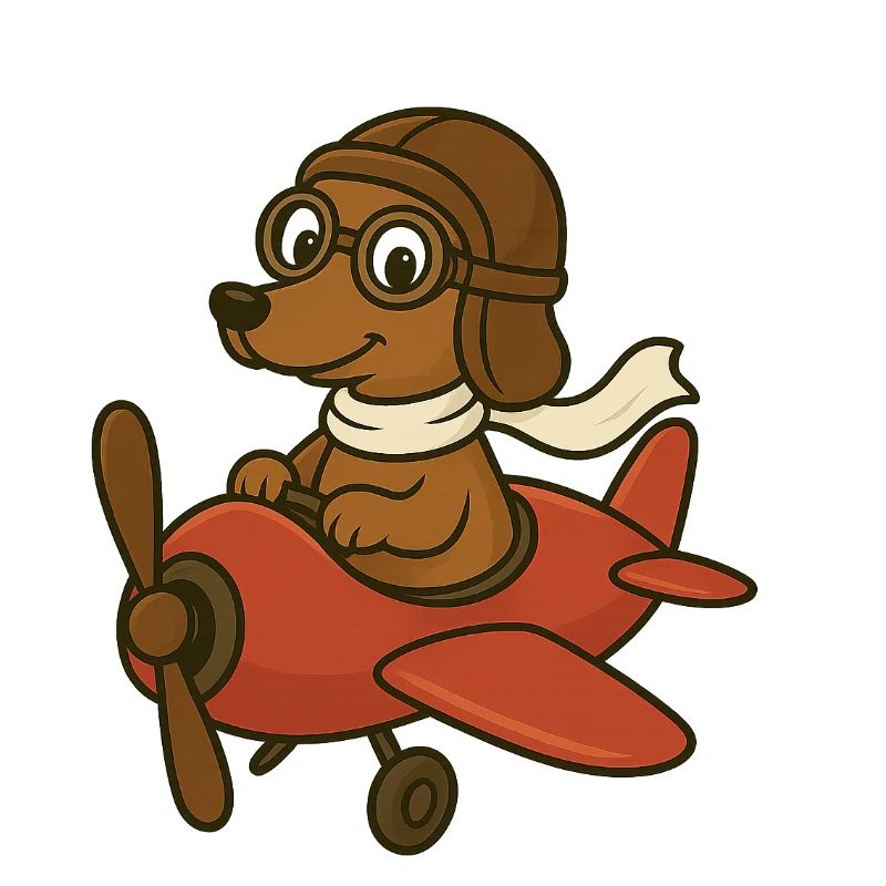 Abenteuerlicher Hund Pilot im Flugzeug