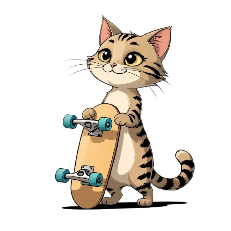 Kätzchen mit Skateboard Illustration