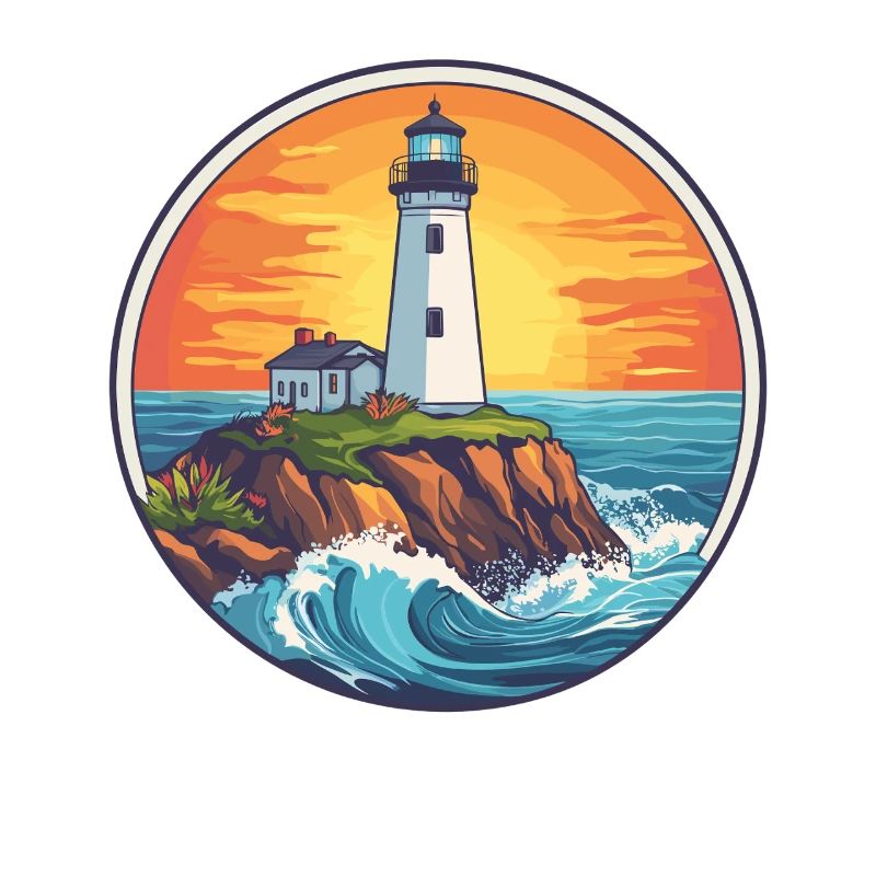 Lighthouse by the sea sunset