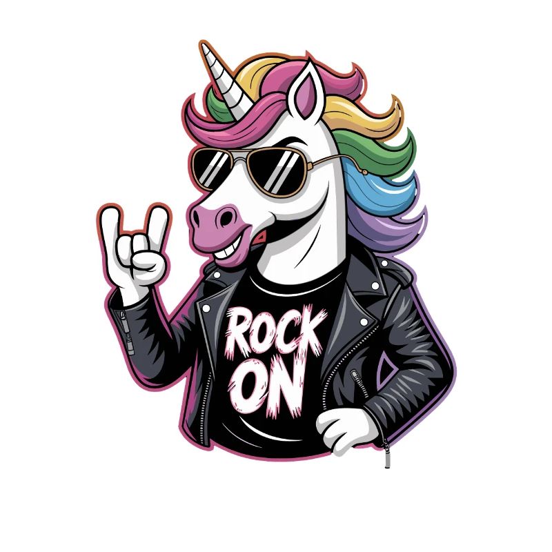 Rock On Unicorn With Rainbow Mane Leather Jacket
