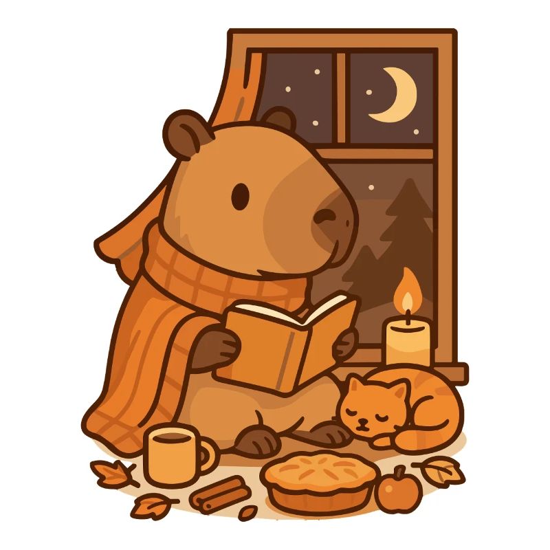 Coin lecture Capybara – Soirée d’automne douillette