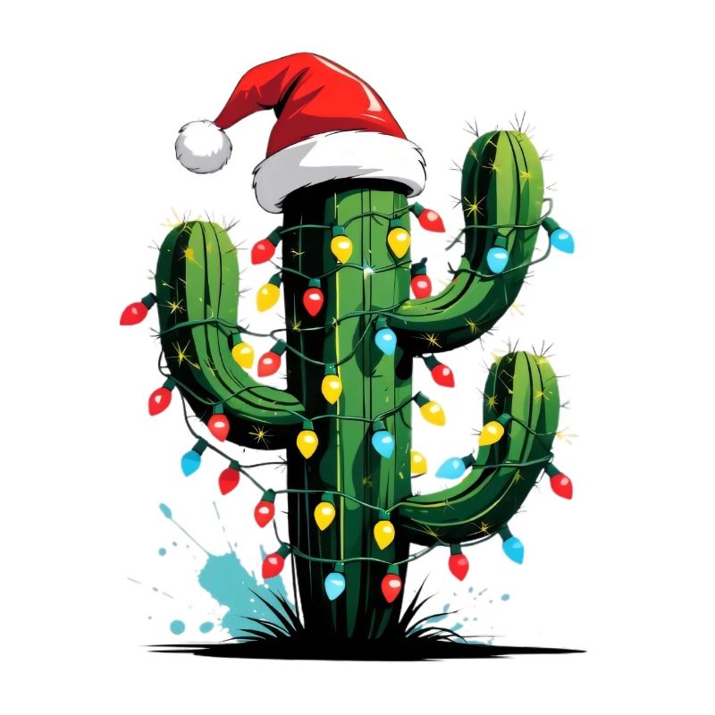 Cactus Christmas with lights