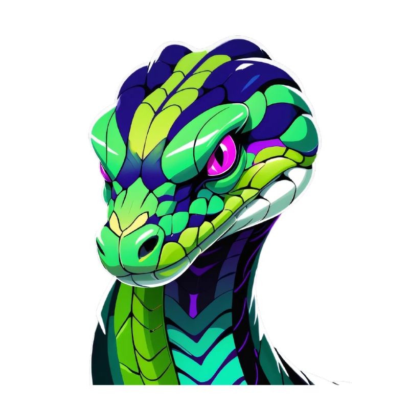 Illustration de tête de serpent colorée