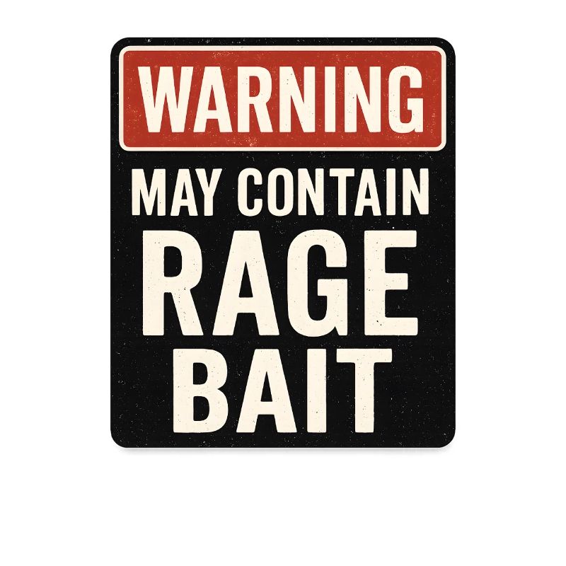 Warning May Contain Rage Bait, Funny Saying 