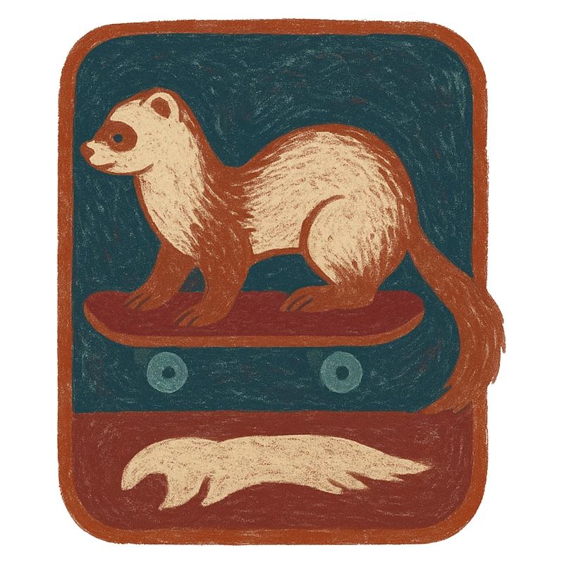 Ferret on Skateboard Retro