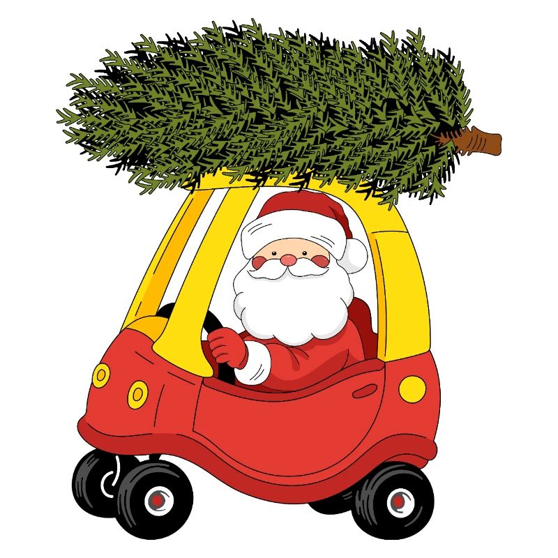 Der Weihnachtsmann trägt einen Weihnachtsbaum