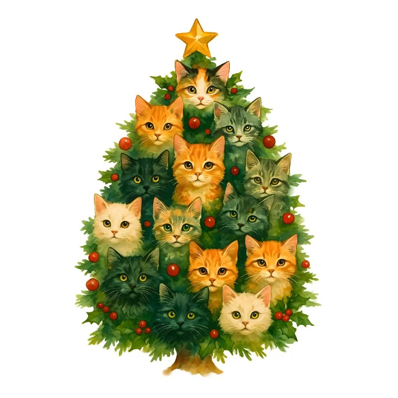 Katzen Weihnachtsbaum Collage