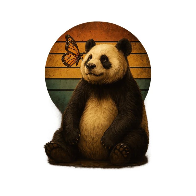 Panda Schmetterling Retro Tierfreunde