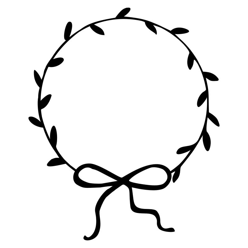 Leaf wreath with bow hand drawn