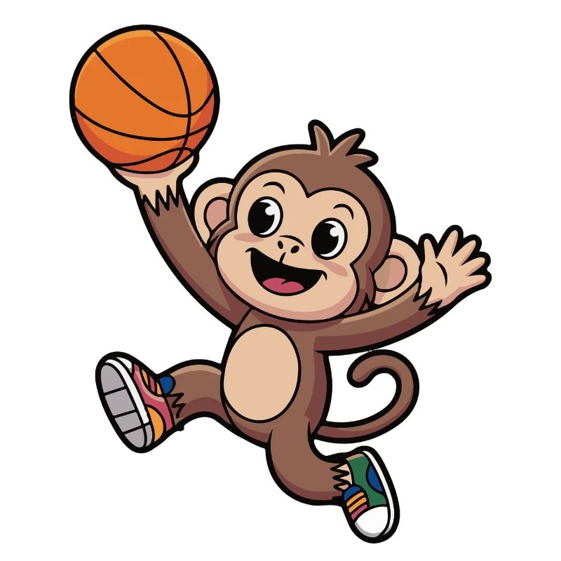 Monkey dunking basketball