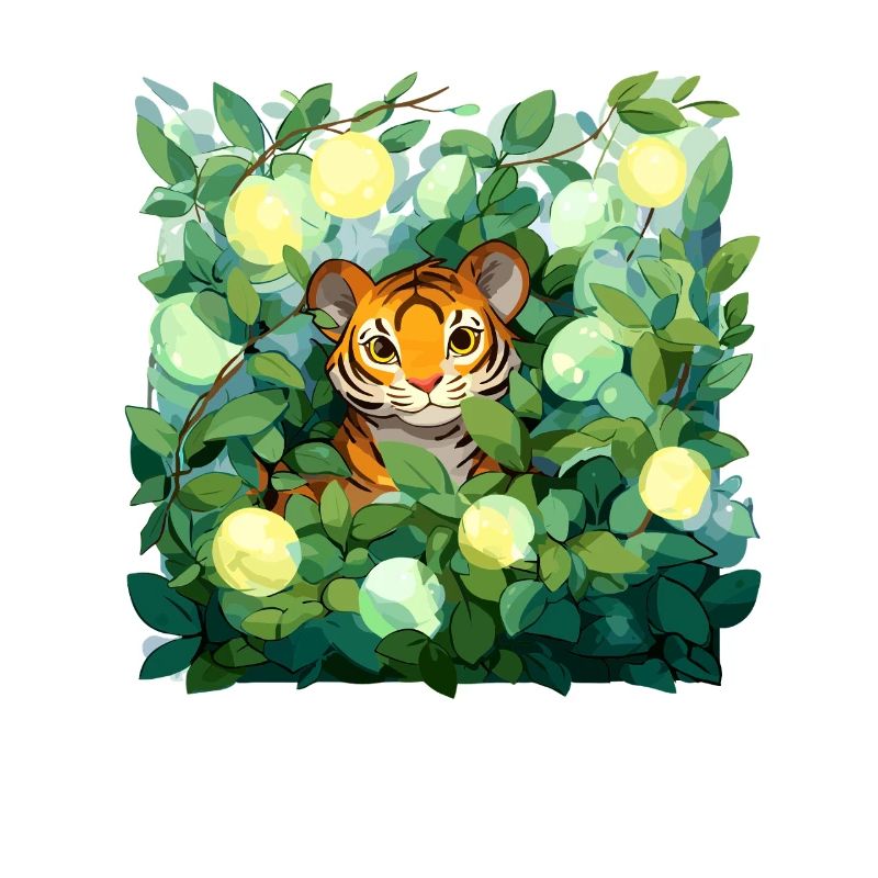 Tiger in lemon leaves