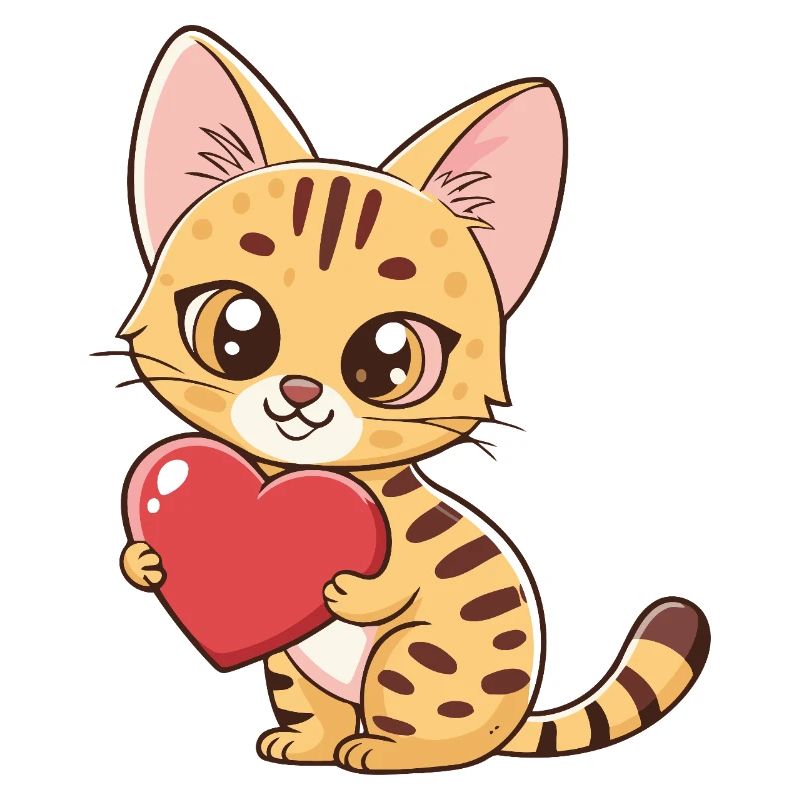 Kawaii-Herz-Tabby-Kätzchen