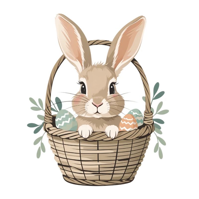 Happy Easter bunny in basket