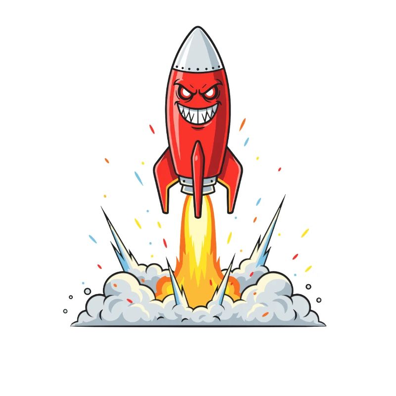 Wütender Raketen-Comic-Charakter