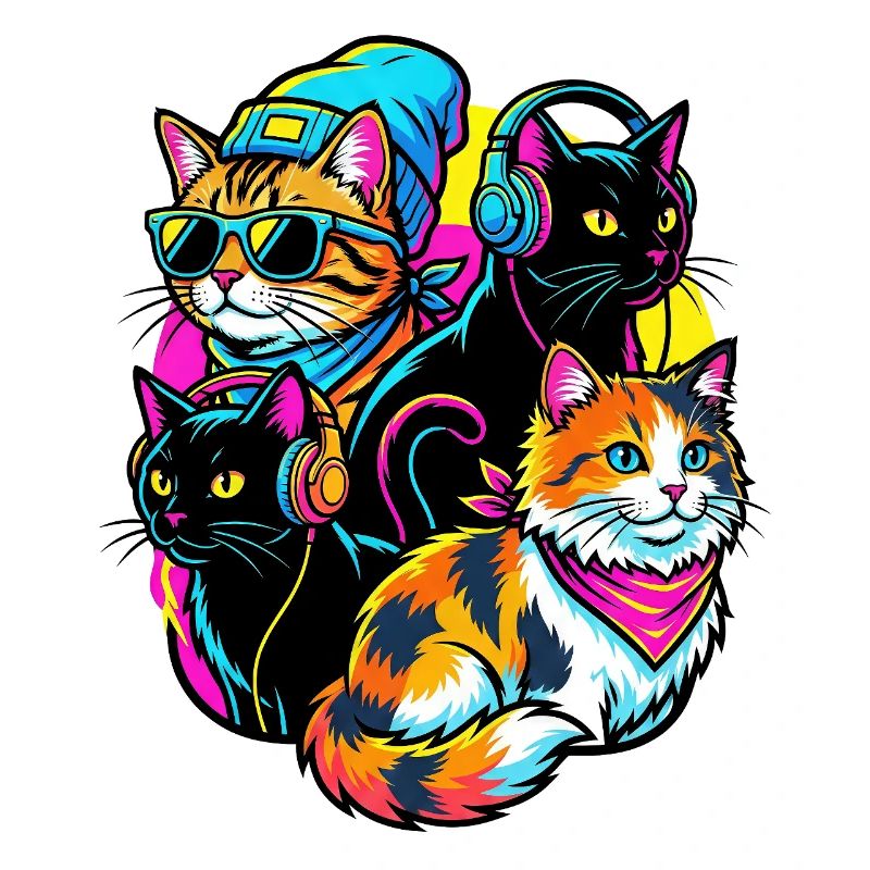 Neon Katzen DJ-Quartett