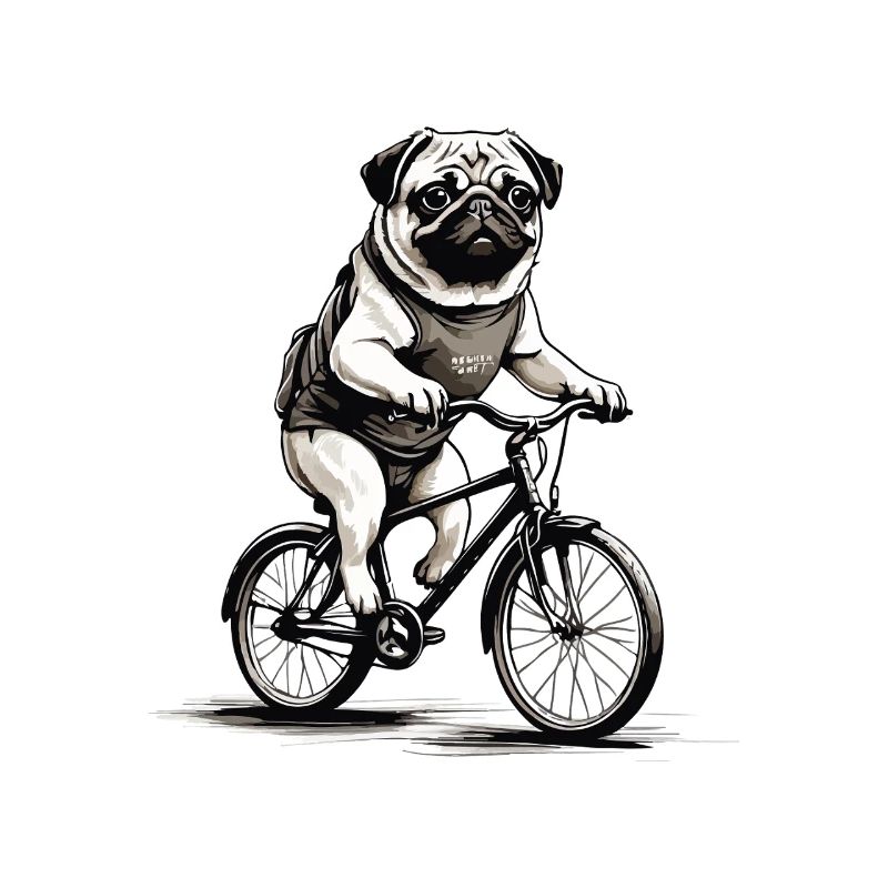 Radelnder Mops