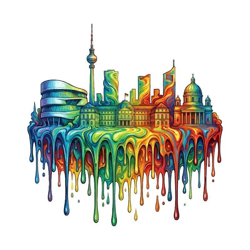 Stuttgart mit farbenfroh verlaufender Farbe
