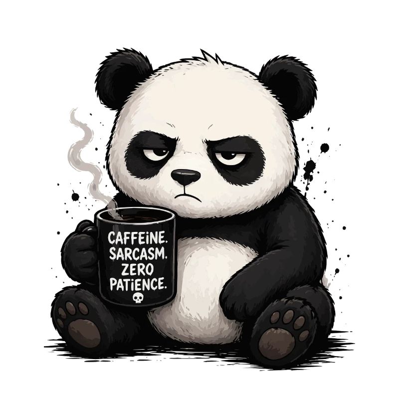 Kaffeepanda mit Sarkasmus