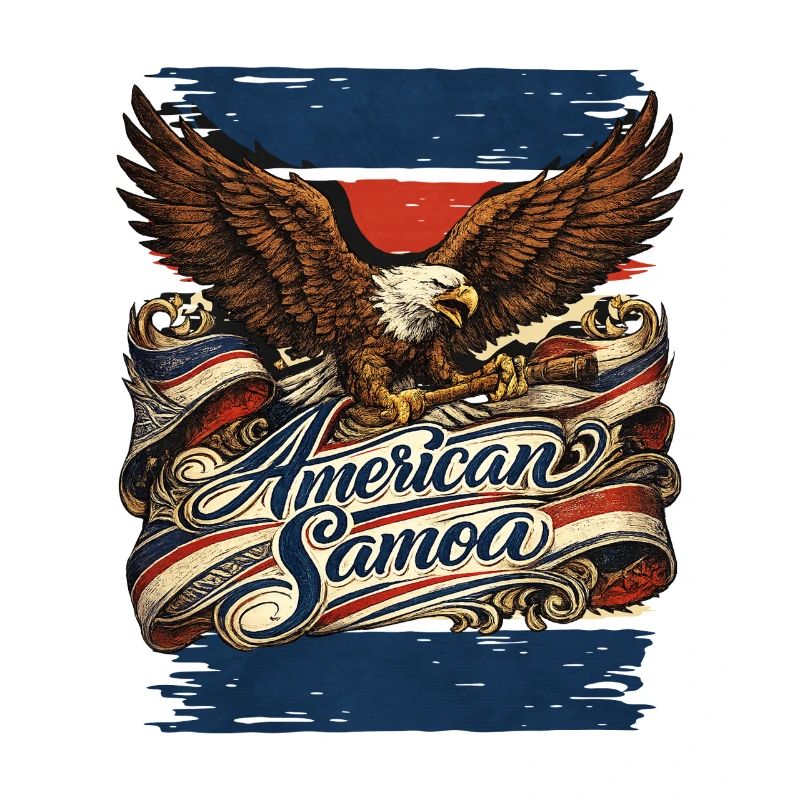 Aigle sur ruban de drapeau Samoa américaines