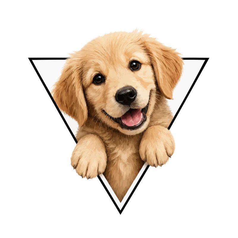 Dog pup in triangle frame