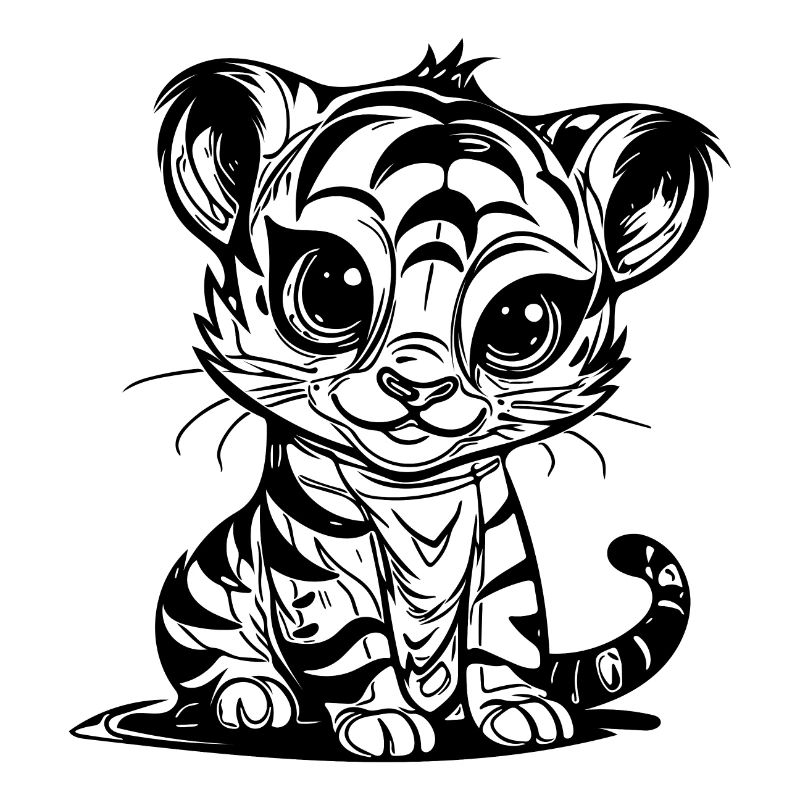 Cute little kids tiger with striped pattern