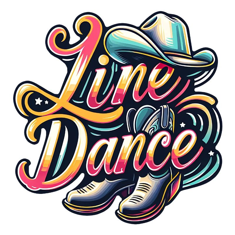 Farbenfrohes Line Dance Design mit Cowboyhut